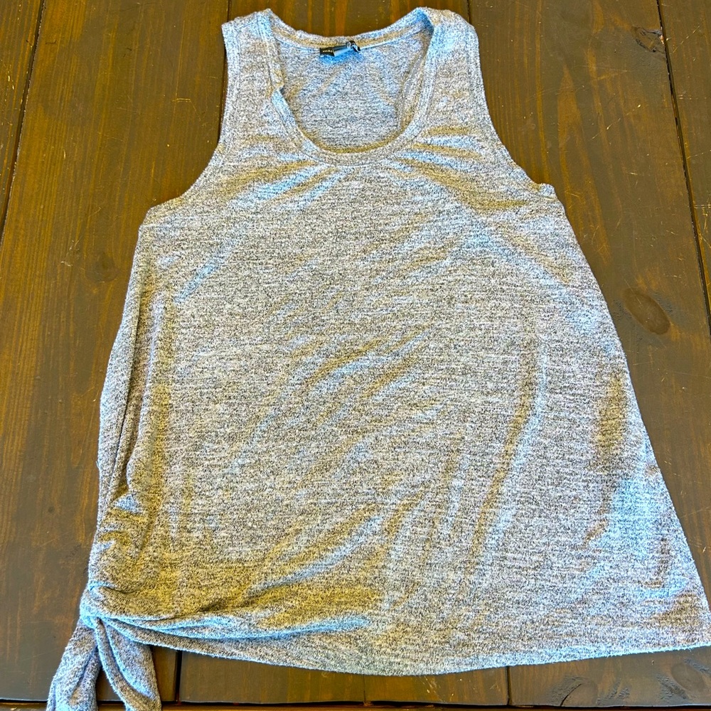 Market & Spruce Grey Side Tie Knit Tank Top, Size Small boho minimalist